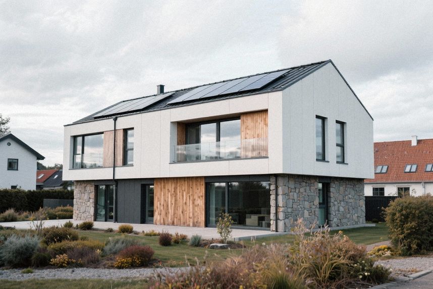 Moderne passivhus eksteriør